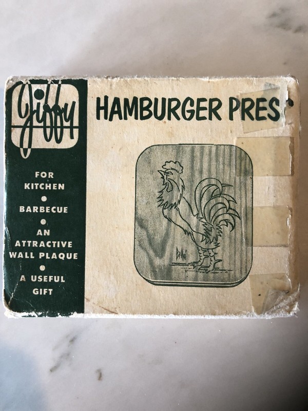 JIFFY HAMBURGER PRESS; VINTAGE, WITH ORIGINAL BOX gallery