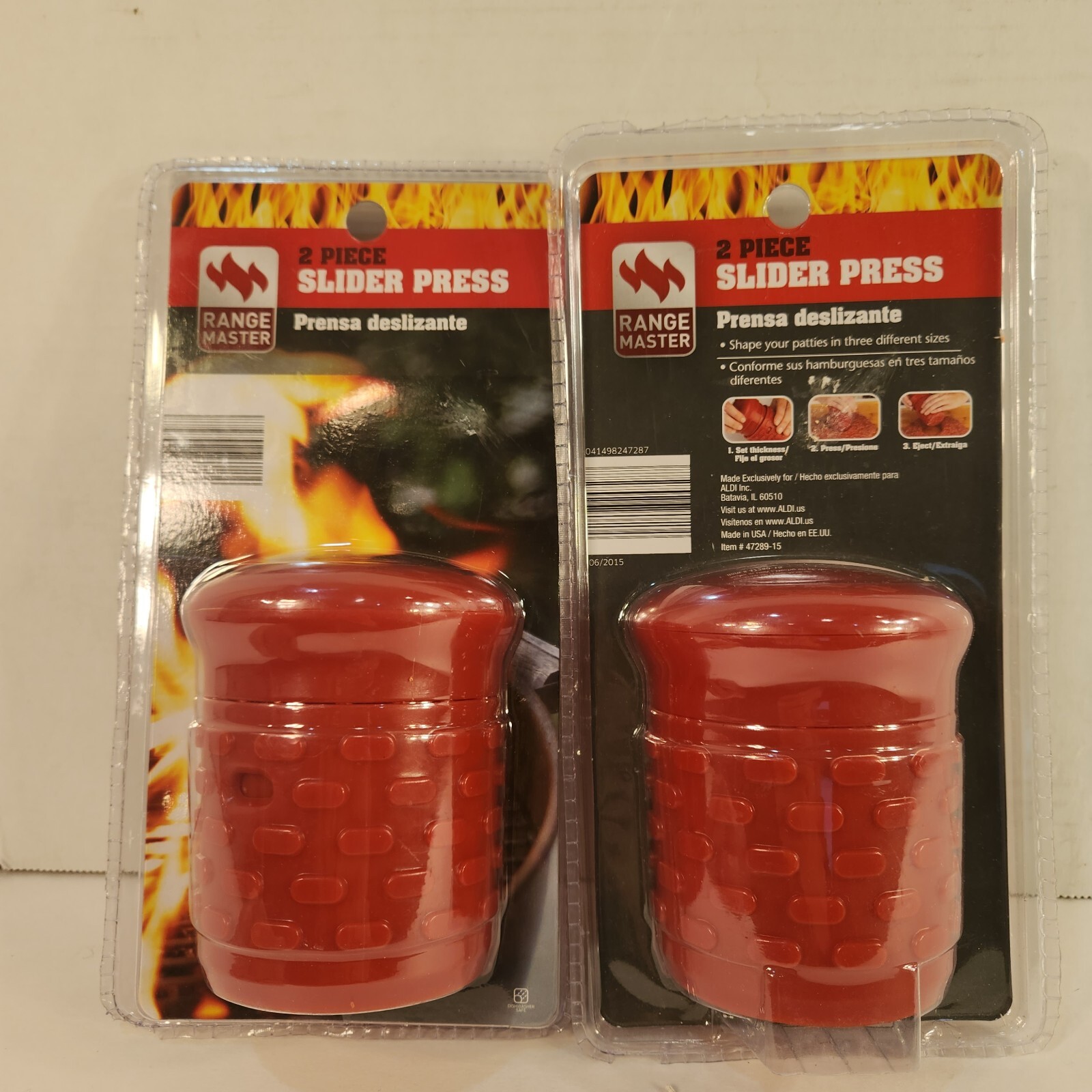 (2) Burger Press Slider Press Adjustable with 3 Measures by Range Master Red 2 gallery