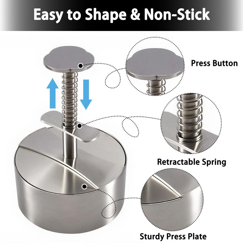 304 Stainless Steel Adjustable Burger Hamburger Patty Meat Press 150 Papers gallery