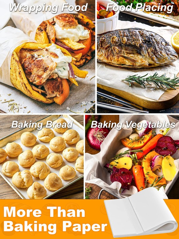 SMARTAKE 300 Pcs Parchment Paper Baking Sheets, 12" x 16"-300 Pcs, White gallery