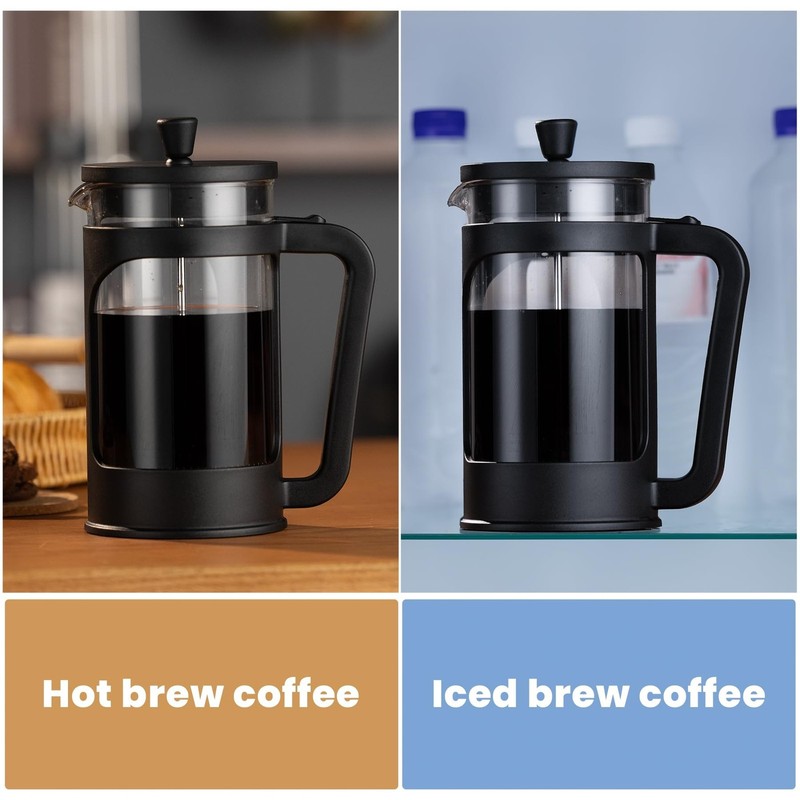 French press, borosilicate glass French press coffee maker, 3 layer stainless... gallery
