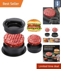 Compact 3-in-1 Burger Press and Patty Maker – Perfect for Grilling Joy