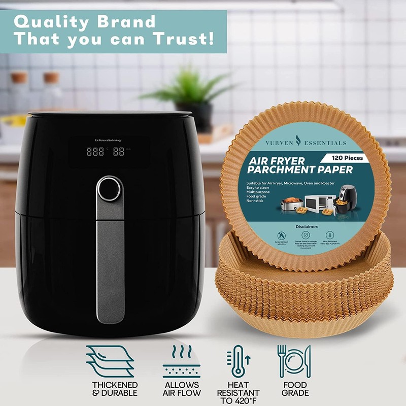 Vurven Essentials 120PCS Air Fryer Liners Brown 6.3 Inch - Inch, gallery