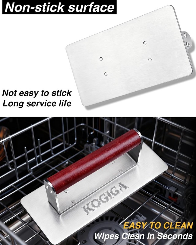 Ultimate Rectangle Griddle Press 1.92LB - 9x4.2 Inch Smash Burger & Bacon Press, gallery
