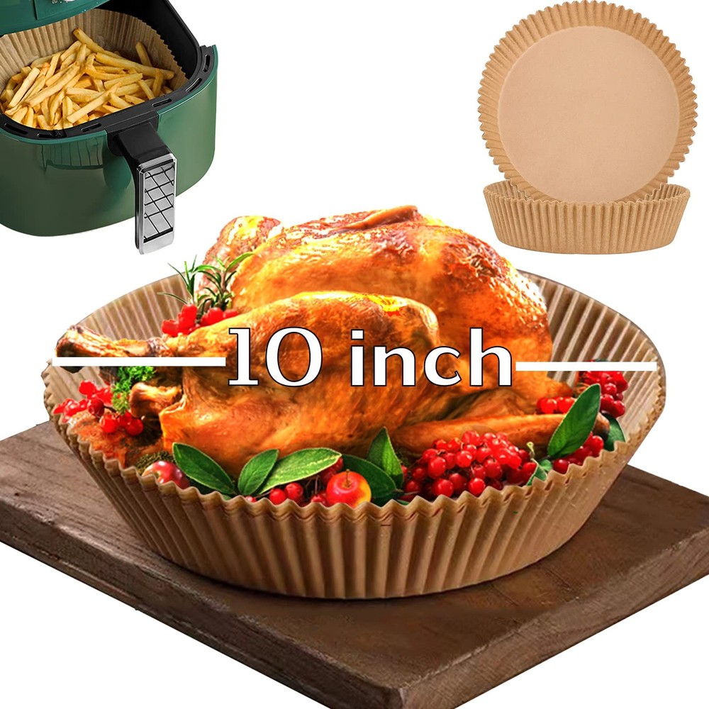 10 Inch Air Fryer Disposable Paper Liner Round, [ XXL Size] 100Pcs 10''Round