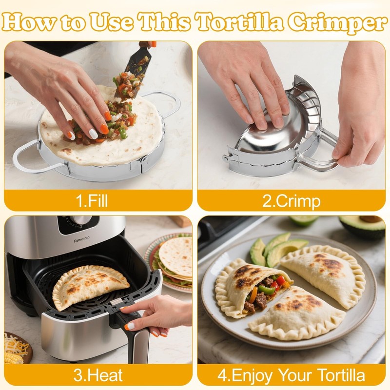 Stainless Steel Tortilla Sealer Crimper - Tacos Tortilla Maker for 6 Inch Bur... gallery