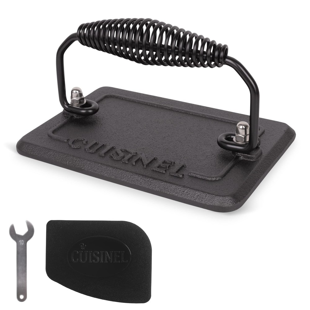 Grill Press - Cast Iron Burger Press for Bacon, Steak & Hamburgers - 6.75" x ...