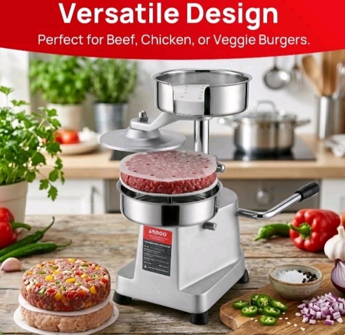 Commercial Burger Patty Maker, 4 Inch Stainless Steel Heavy Duty Burger Press... gallery
