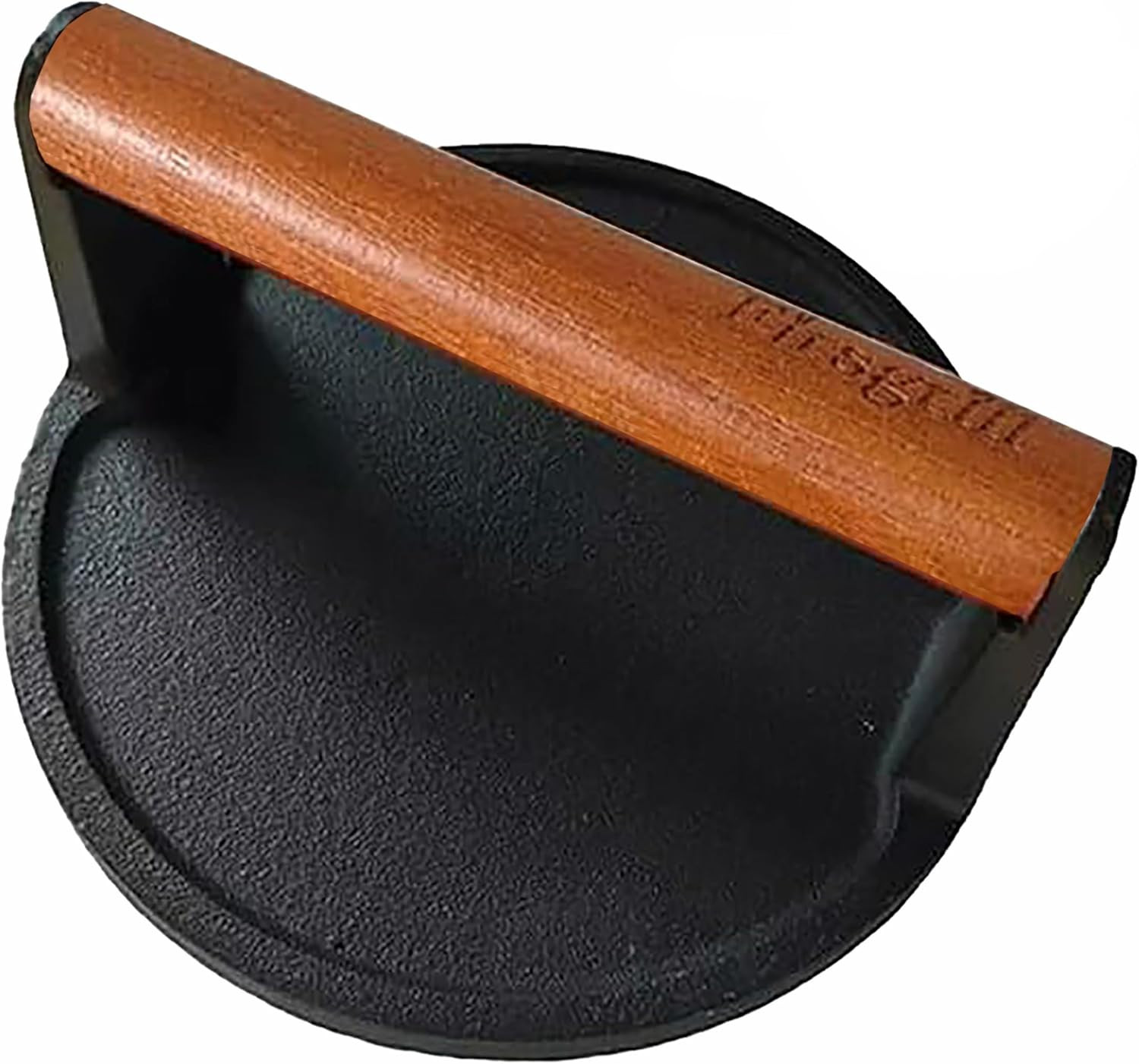 Burger Press 6.6" round Heavy-Duty Cast Iron Smash Meat Steak with Wood Handle f gallery