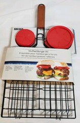 Master Forge Stuffed Burger Kit – Press & Non- Stick Grilling Basket for 4