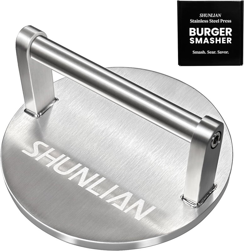 Smash Burger Press, 6 Inch Heavy Duty Burger Smasher Tool, 3.1lb Non-Stick Sm... gallery
