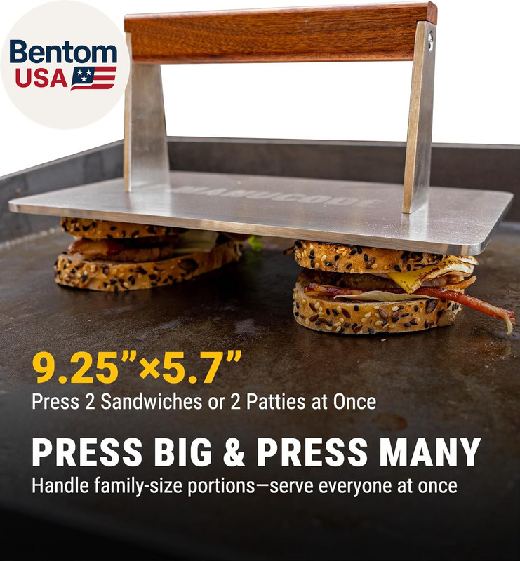 Stainless Steel Bacon Press - 3.2 LB Heavy Cooking Weight, Ideal for Flat Top Gr gallery