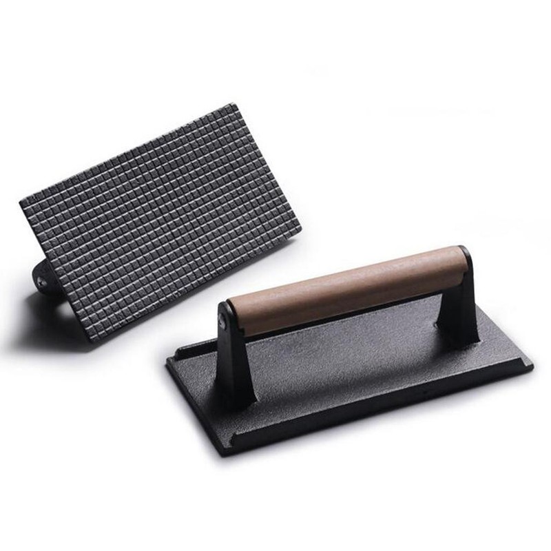 Kitchen Cast Iron Bacon Steak Meat Press Grill BBQ Cooking 1.2kg Weight gallery