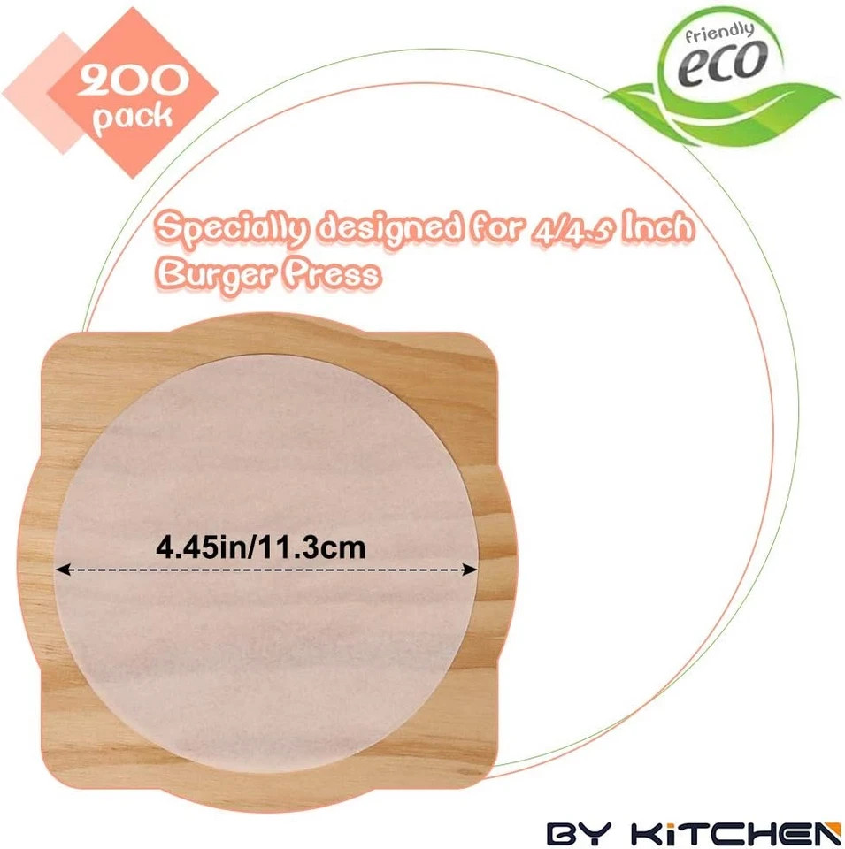 Burger Patty Paper Rounds for 4/4.5 Inch Burger Press, 200Pcs 4.5Inch Baking Par gallery
