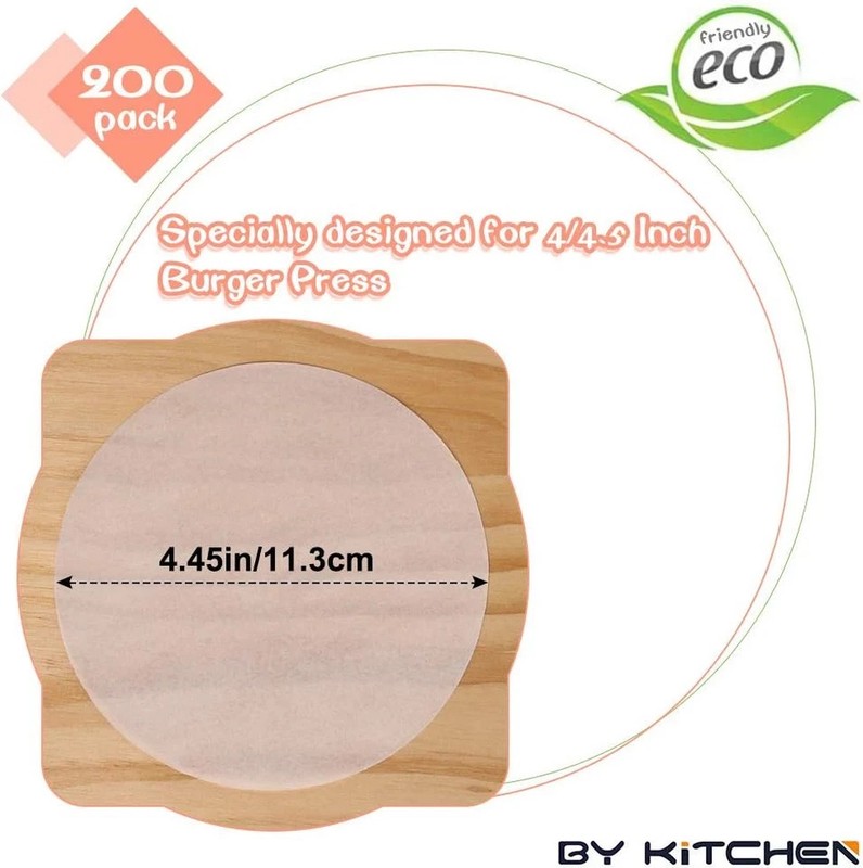 Burger Patty Paper Rounds for 4/4.5 Inch Burger Press, 200Pcs 4.5Inch Baking Par gallery