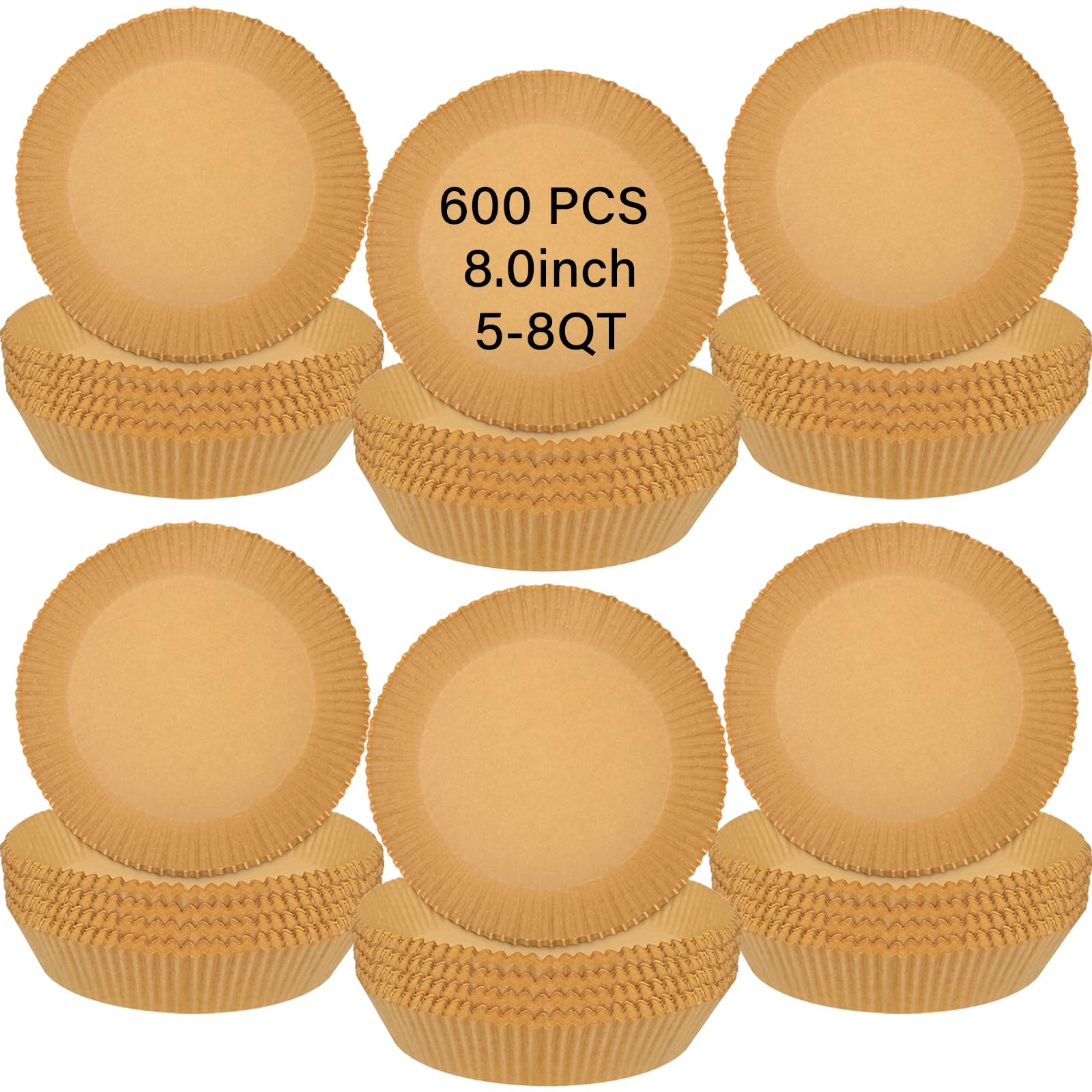 600 Pieces Air Fryer Paper Liners Disposable 8 Inch Parchment 8 Inch-round gallery