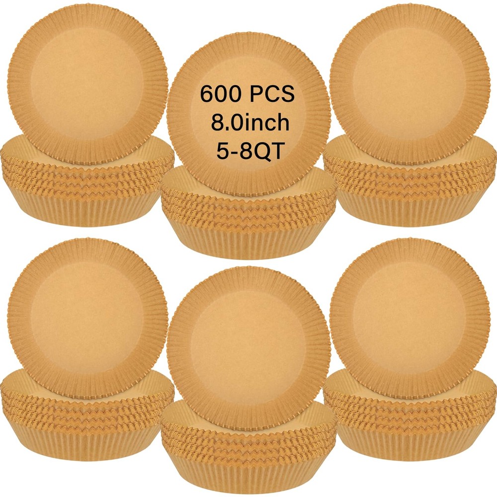 600 Pieces Air Fryer Paper Liners Disposable 8 Inch Parchment 8 Inch-round