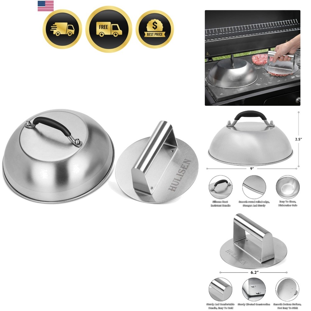 Burger Press Basting Cover Set Stainless Steel Griddle Accessories Kit