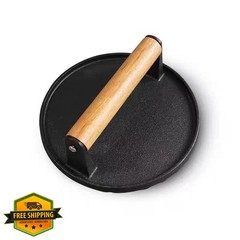 Aunewmei Cast Iron Burger Press 5.7 Inch Round Grill BBQ Tool