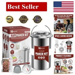 304 Stainless Steel Ham Press Mold with Thermometer & Mittens – Deli Meat Maker