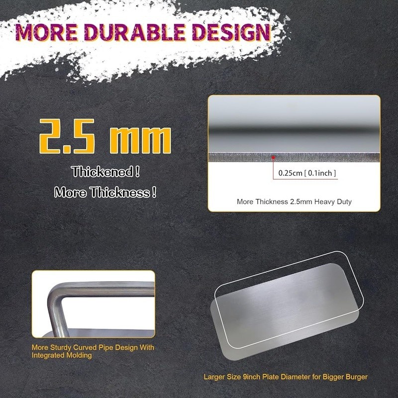Stainless Steel Burger Press Heavy Duty Patty Maker Cooking Tool Easy Clean New gallery