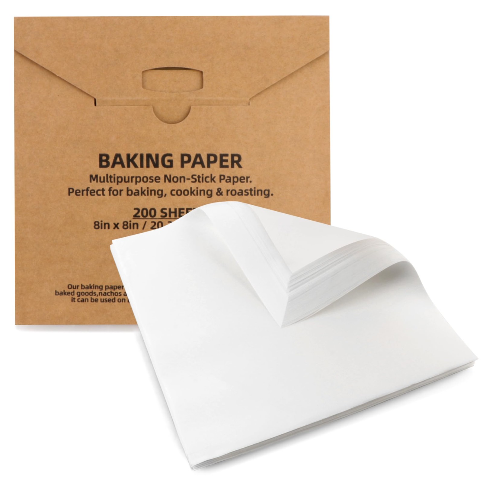 Tikxlafe 200 Pcs 8x8 Inch Parchment Paper Sheets,Food 8"x8"-200pcs, White gallery