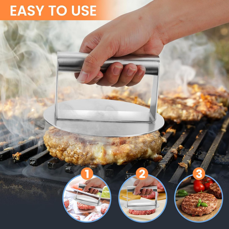 Smash Burger Press, 5.9 Inch round Hamburger Press, Upgrade Burger Press with Pr gallery