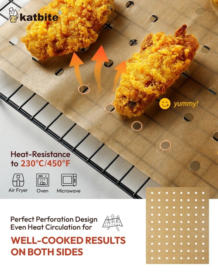 Air Fryer Disposable Parchment Paper Liners: 150pcs 9x11 , Unbleached gallery