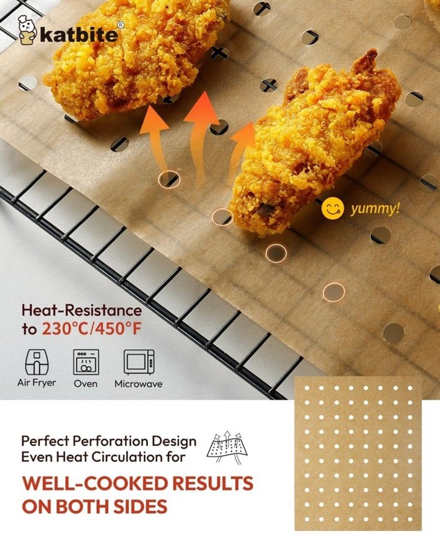 Air Fryer Disposable Parchment Paper Liners: 150pcs 9x11 , Unbleached gallery