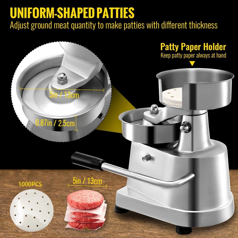 100-150mm Commercial Cast Iron Manual Round Meat Shaping Hamburger Press Tool gallery
