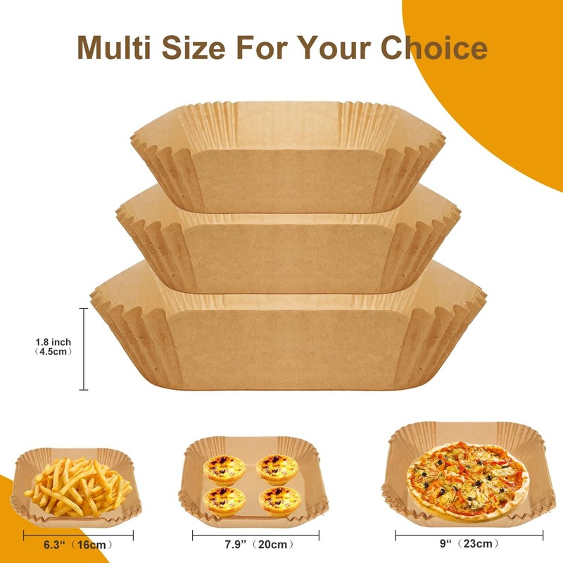SHINYMOMO Air Fryer Liners Disposable Paper,100Pcs Airfryer 6.3”Square, Beige gallery