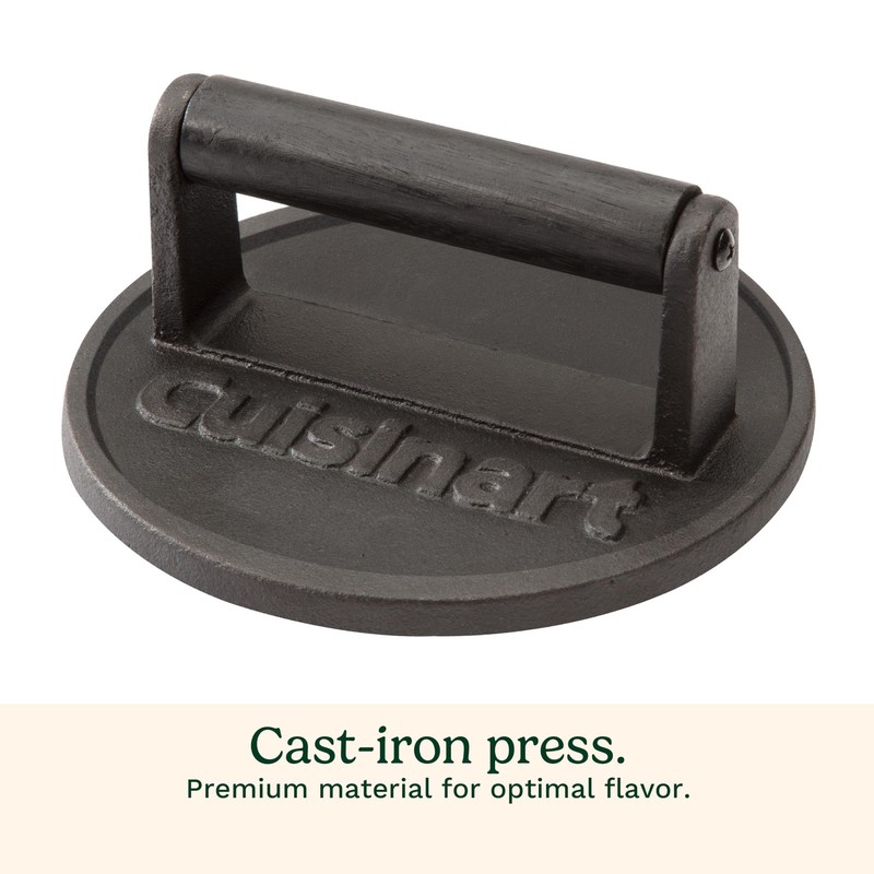 6.5" Cast Iron Smashed Burger Press, round Flat Edge Grill Press for Crispy Smas gallery
