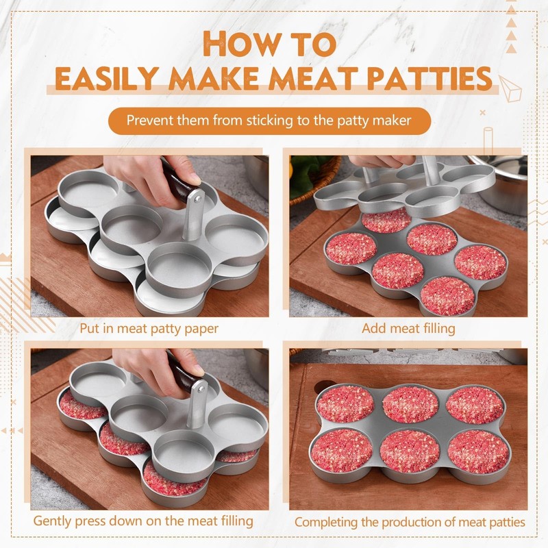 2 Pack Mini Burger Press Patty Maker Meat Sausage 6 Slot 3 Slot Camping gallery