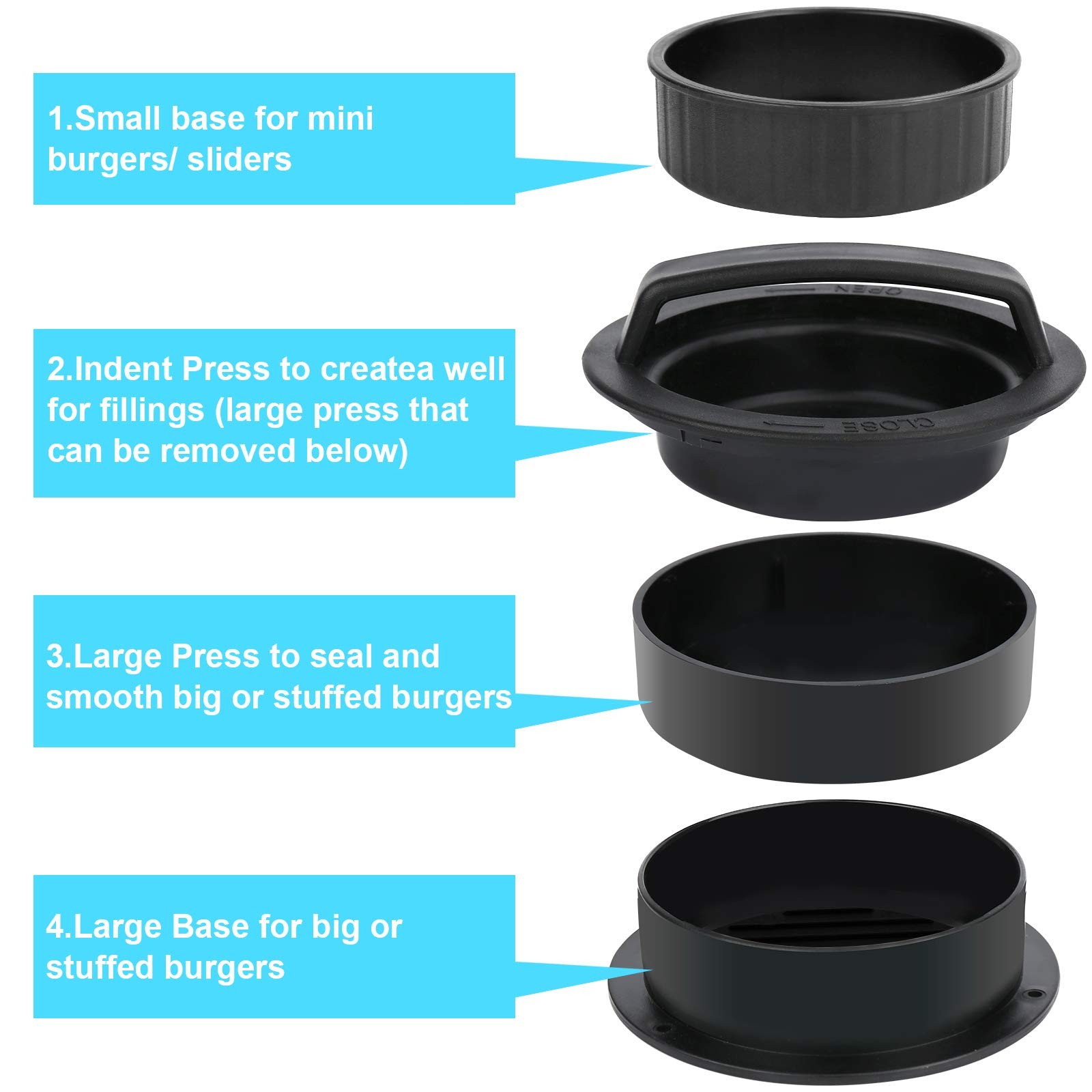 3 in 1 Stuffed Burger Press Patty Maker Rings Molds Kit, Non Stick Stuffer Ha... gallery