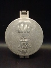 Vintage 1950s Hamburger Press Aluminum Ground Meat Burger Slider Embossed Chef