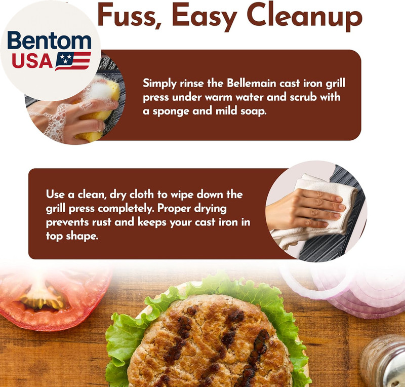 Bacon Press Rectangle | Heavy-Duty Cast Iron Grill Press for Perfectly Seared Ba gallery