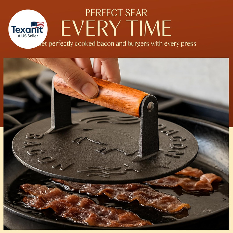 Heavy-Duty Cast Iron Burger Press 7 Inch round Burger Smasher, Grill Press for C gallery
