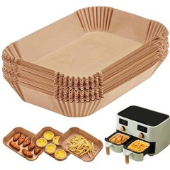 150 Pack 8.6×5.5″ Air Fryer Liners, Parchment Paper 8.6in-Rectangular, Khaki