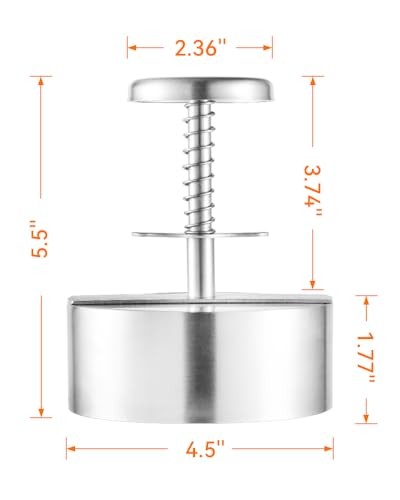 Brigii 304 Stainless Steel Burger Press - 4.5" Patty gallery