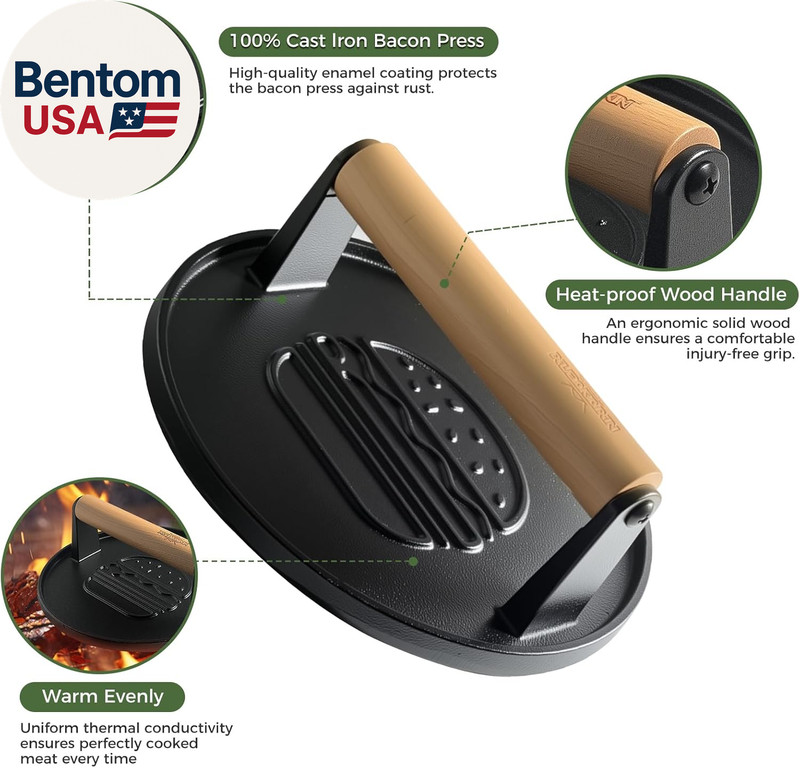 Cast Iron Smash Burger Press (2Pcs),Grill Bacon Meat Press Tool,Perfect for Blac gallery