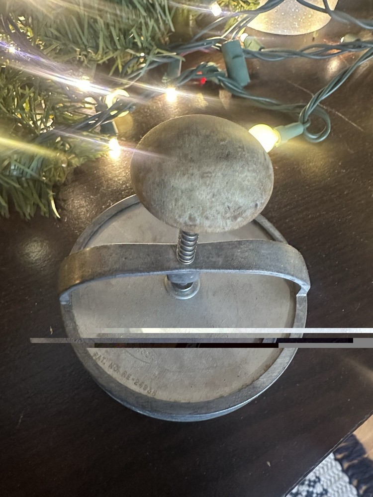 Androck Vintage Metal Burger Press Round Sizeable Hamburger