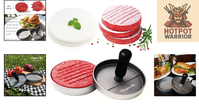 BPA-Free Non-Stick Burger Press with 100 Patty Papers - Perfectly Round Patties gallery