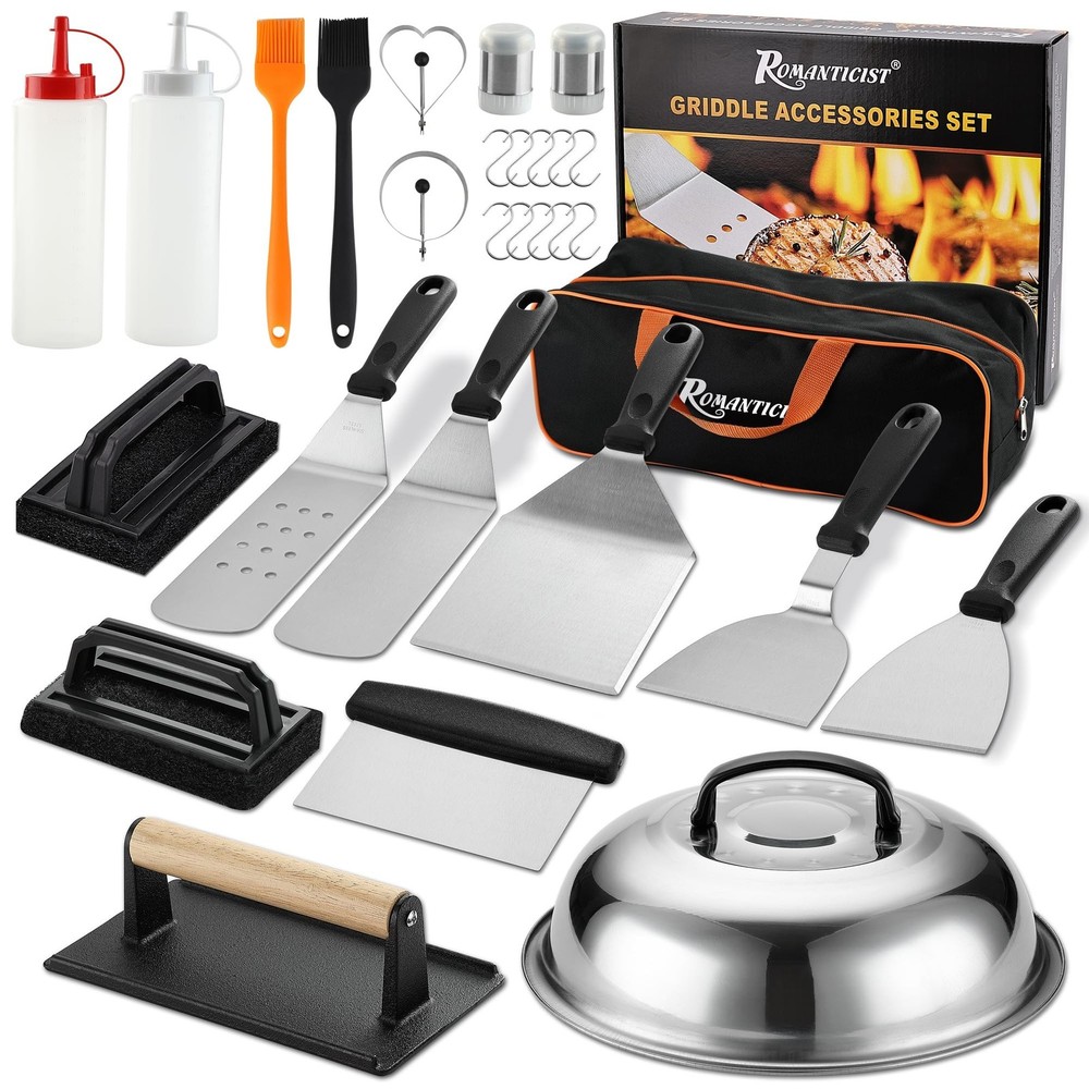 ROMANTICIST 29PCS Griddle Accessories Set - Flat Top Teppanyaki Spatula Set w...