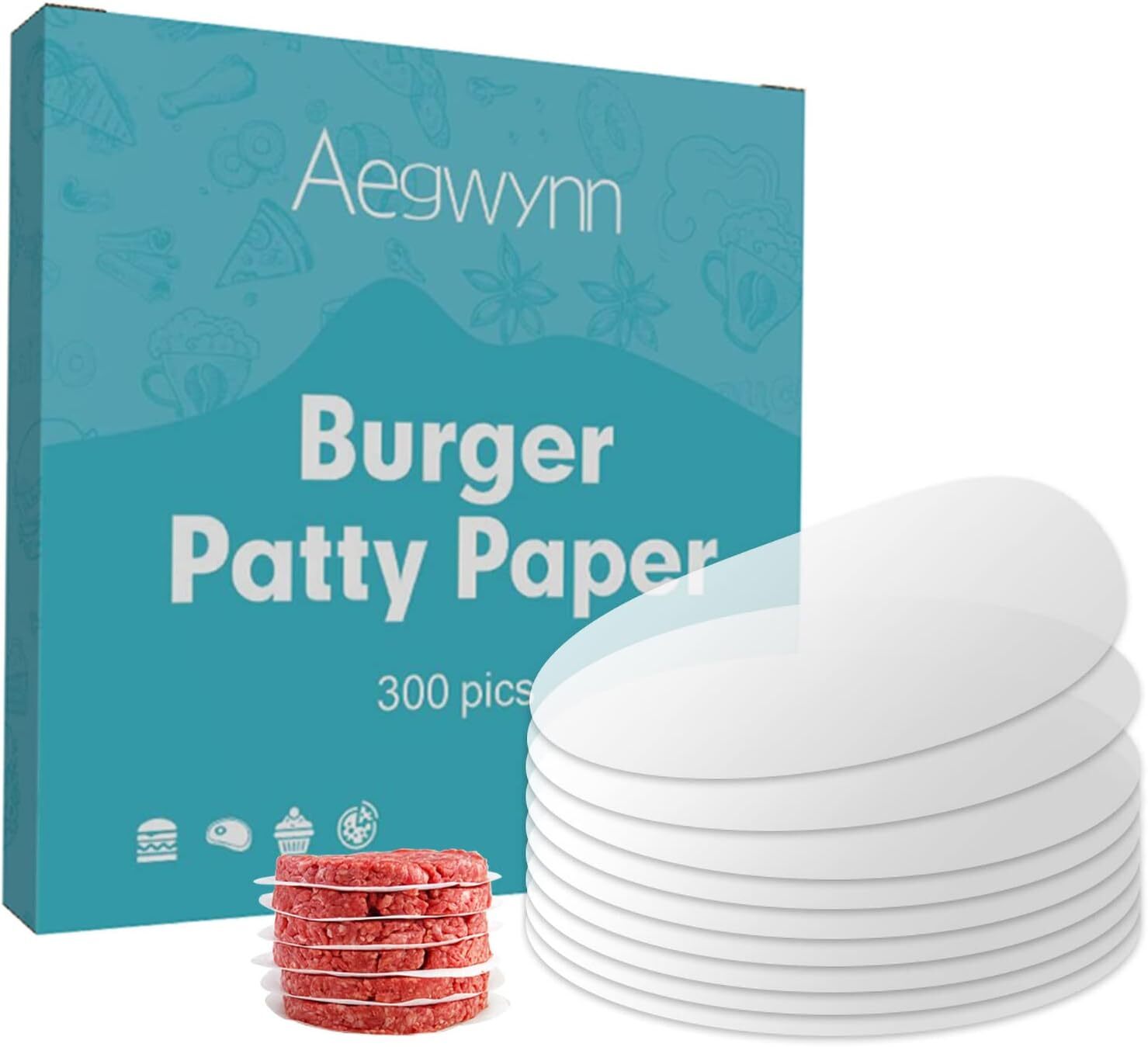 Aegwynn Hamburger Patty Paper round 4 Inch 300 Pcs, Parchment Burger Papers Non gallery