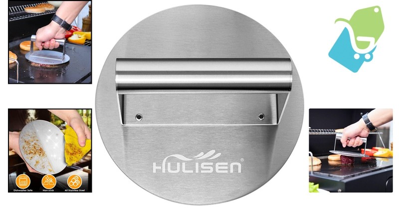 Durable 6.2 Inch Stainless Steel Grill Press - Easy Clean & Healthier Burgers gallery