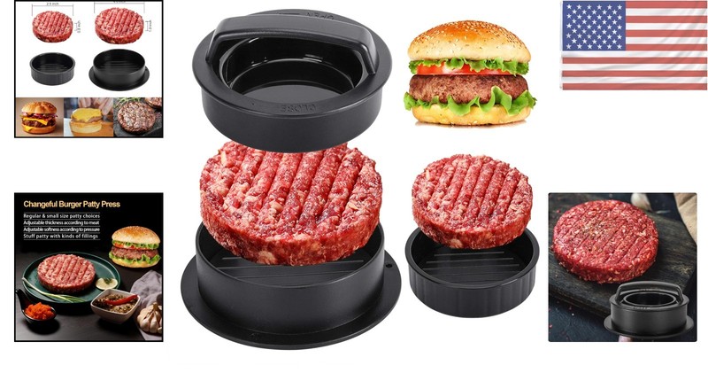 Effortless Burger Shaper: 3-in-1 Patty Maker with Parchment Papers Included gallery