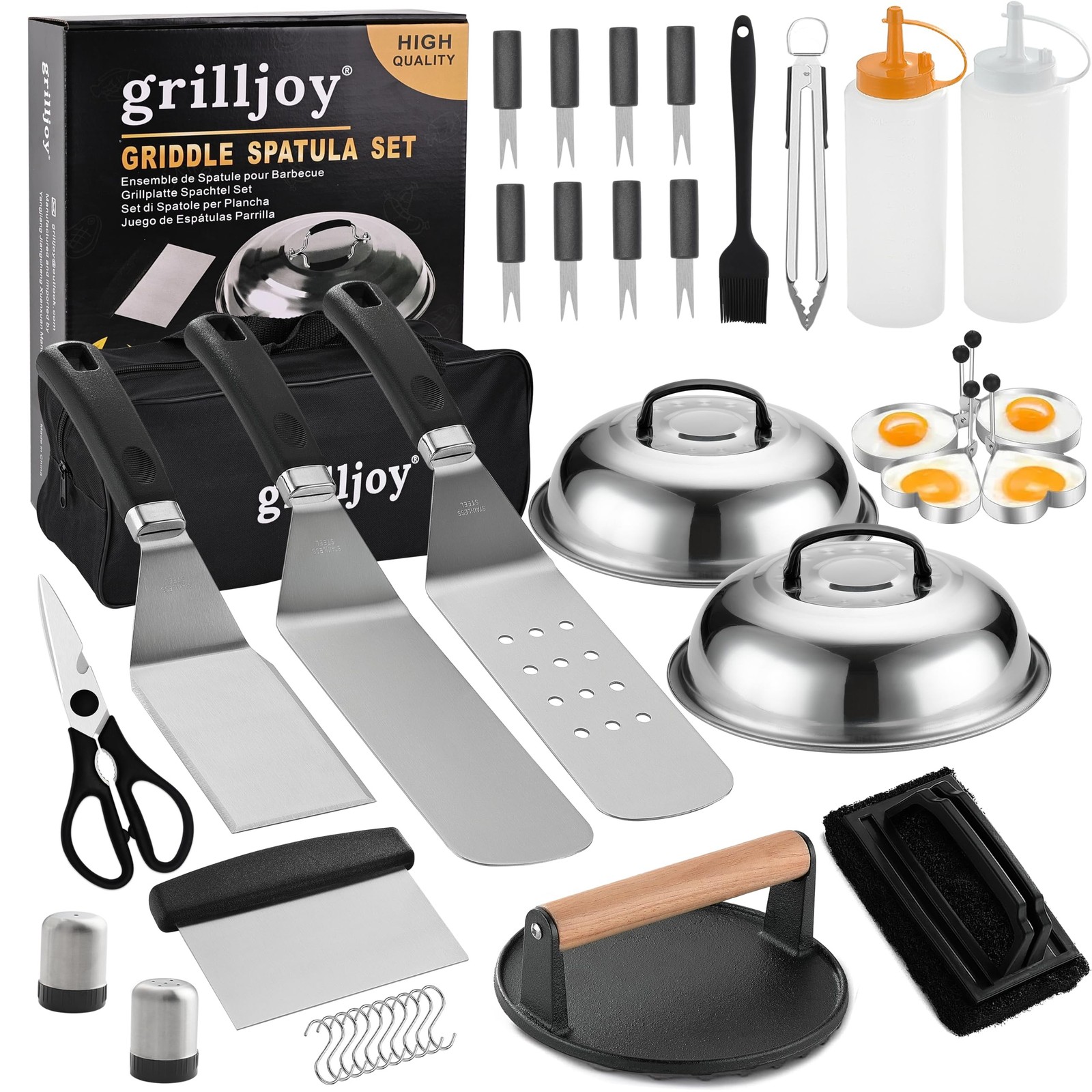 grilljoy Professional Griddle Accessories Kit Set with Smash Burger Press - E... gallery