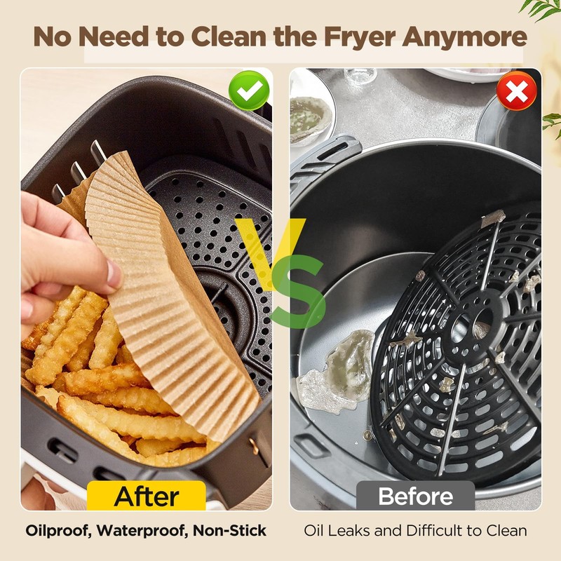 Air Fryer Paper Liners, 100PCS Non-stick Oil Resistant 8inch-100PCS, Yellow gallery