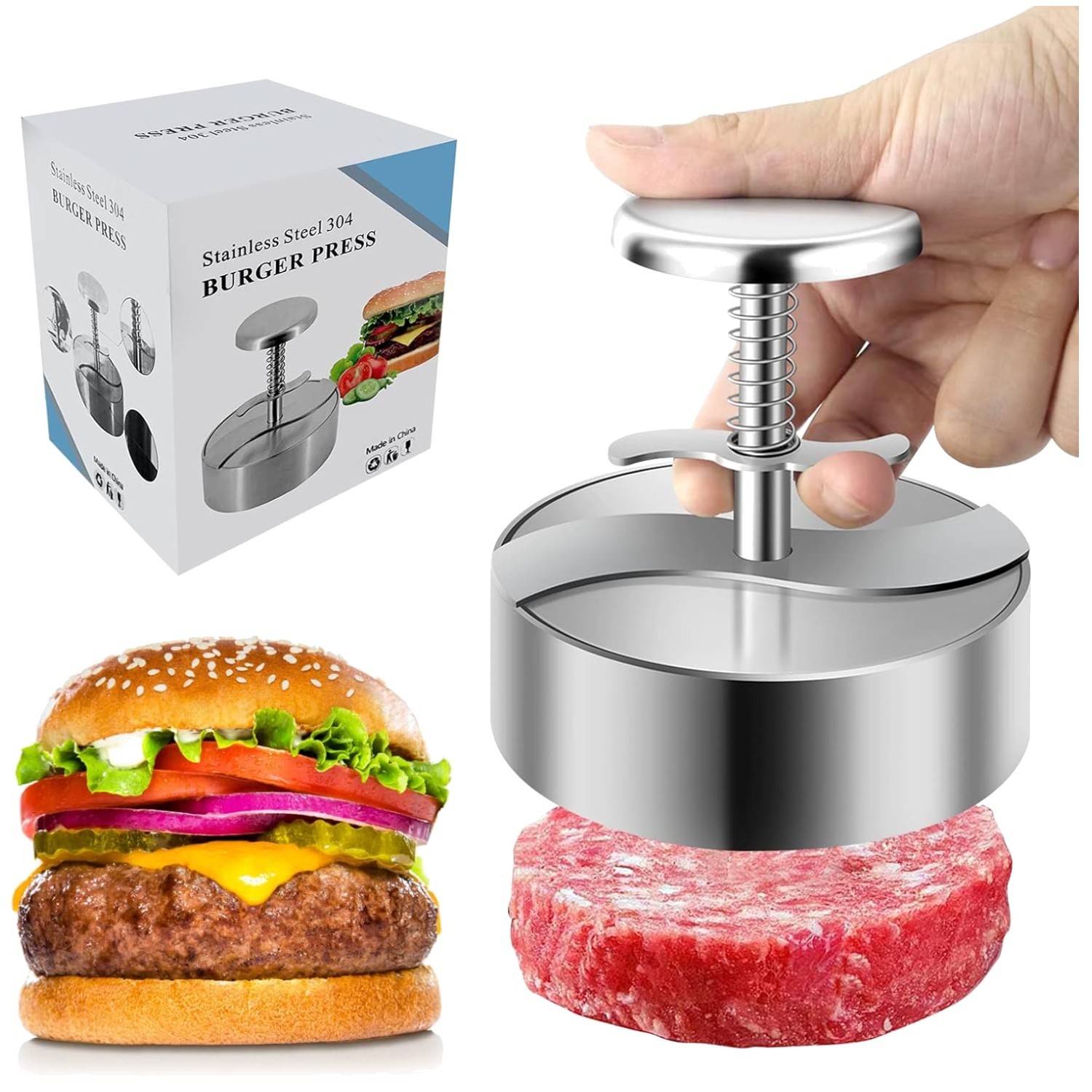 Adjustable Stainless Steel Burger Press gallery