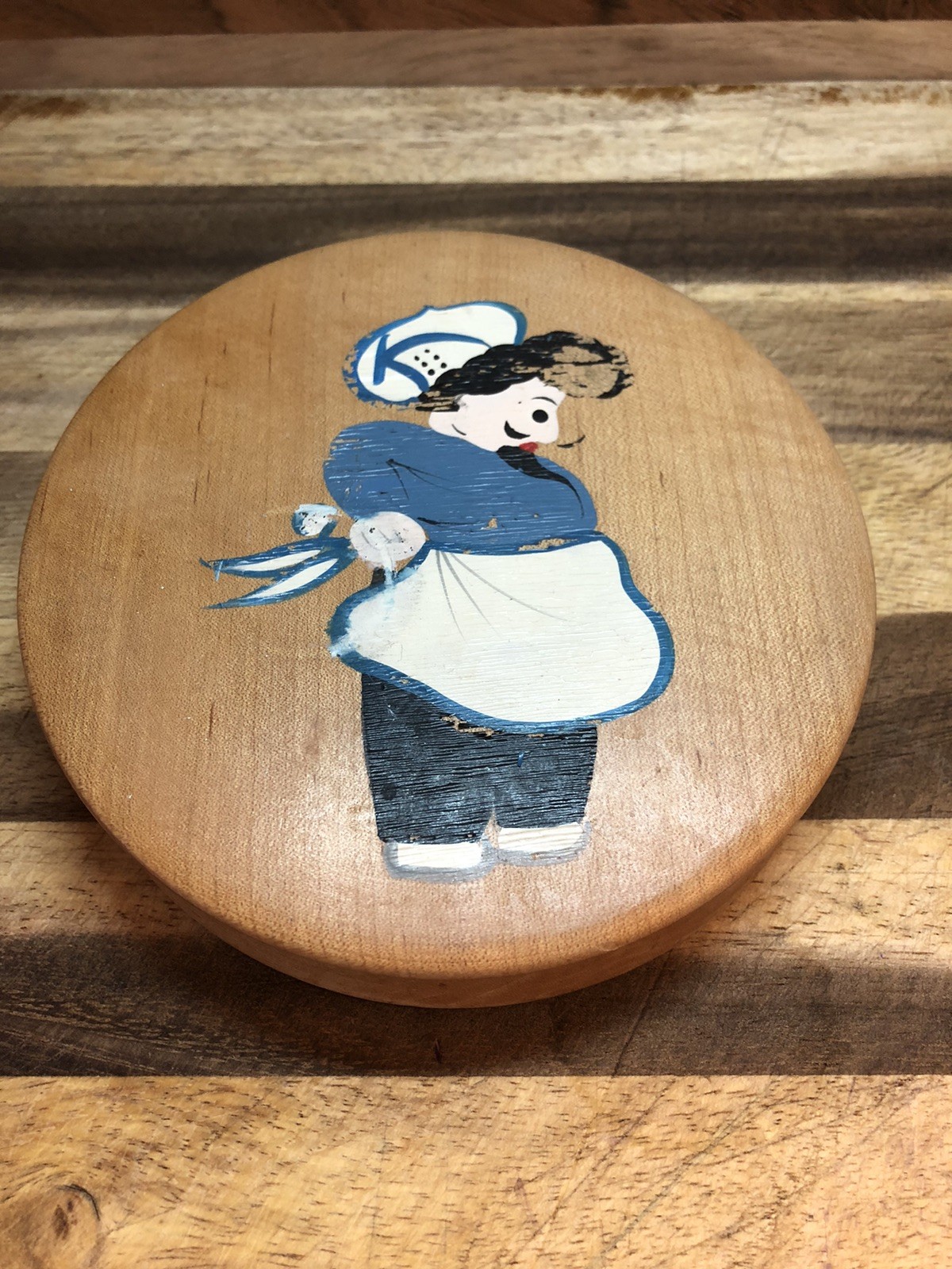 Vintage 50's Wooden Hinged Chef Cook Hamburger Press Great Japan gallery